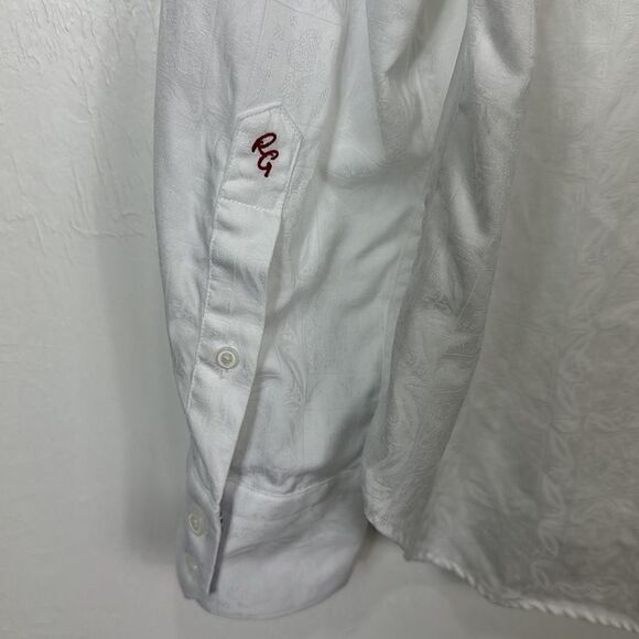 Robert Graham White Cotton Damask Long Sleeve Button Down Shirt Size 2XL - Picture 4 of 12